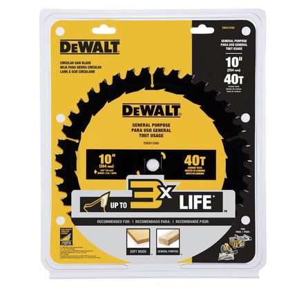 DEWALT Table Saw Blade, 10", 40 Tooth, with Fine Finish, Ultra Sharp Carbide (DWA11040)