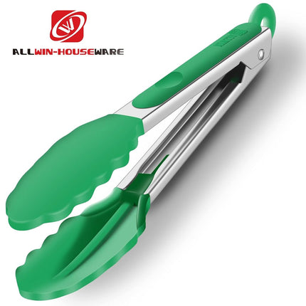 Lot de 2 pinces de cuisine en silicone – 23 cm et 30 cm, résistantes à la chaleur jusqu'à 260 °C, compatibles avec les ustensiles de cuisson antiadhésifs, embouts en silicone ondulés, sans BPA, anneau de verrouillage et de suspension, turquoise