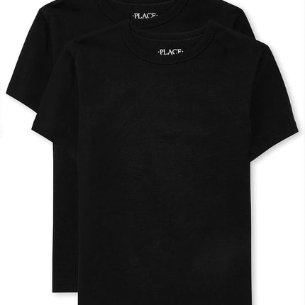 The Children's Place Boys Basic Layering Tee 2-Pack, Black, 10-12 Years