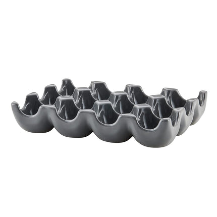 Rachael Ray Solid Glaze Ceramics Egg Tray/Holder, 12 Cup, Dark Gray