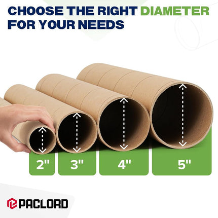 Tubos de envío de papel kraft reforzado de 5.08 cm x 60.96 cm, paquete de 6 tubos con 2 tapas cada uno – Tubo para póster aprobado por USPS – Tubo de cartón fabricado en EE. UU. para enviar y almacenar pósteres, impresiones, obras de arte o documentos