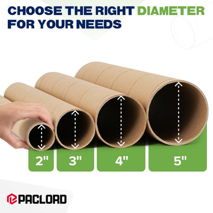 2" x 36" Reinforced Kraft Paper Mailing Tubes, Pack of 6 Tubes with 2 Caps Each – USPS Approved Poster Tube – Made in USA Cardboard Tube for Shipping and Storing Posters, Prints, Artwork, or Documents