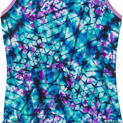 Speedo Girls Thin Strap One Piece Swimsuit, Deep Aqua/Purple, XL