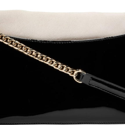 Cole Haan Women's Daniella Leather Chain Shoulder-Handbags, Black/White, One Size