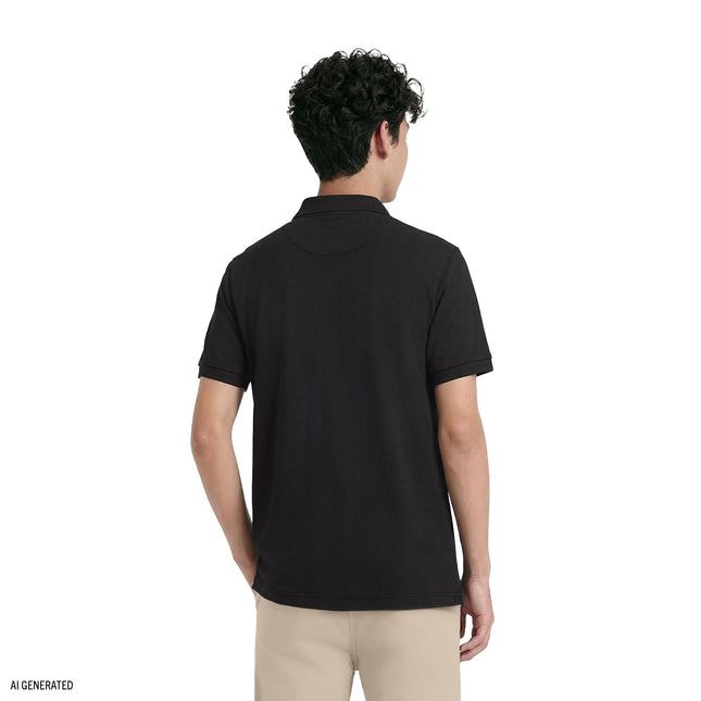 Izod Boys' School Uniform Short Sleeve Polo Shirt, Button Closure, Moisture Wicking Performance Material, Black, 6