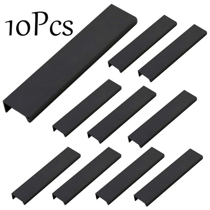 LICTOP 15cm/5.9" Black Aluminum Home Kitchen Cabinets Drawers Collection Long Center Finger Edge Pull Tab Handle(10Pcs)