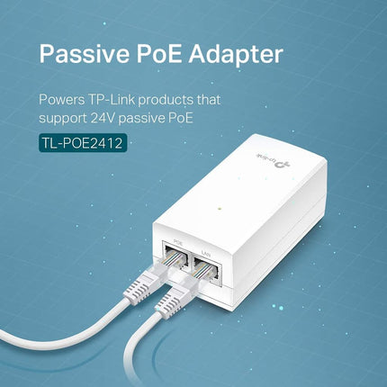 TP-Link PoE Injector | PoE Adapter 24V DC Passive PoE | Gigabit Ports | Up to 100 Meters(325 feet) | Wall Mountable Design (TL-PoE2412G)