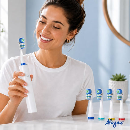 Alayna Brush Heads Compatible with Oral-B, Double Head Design, 12 Count