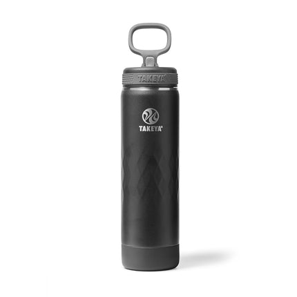 Bouteille d'eau Takeya Sport en acier inoxydable triple isolation de 650 ml – Anti-fuite, anti-transpiration, sans BPA, garde les boissons froides 36 heures, chaudes 14 heures – Obsidienne