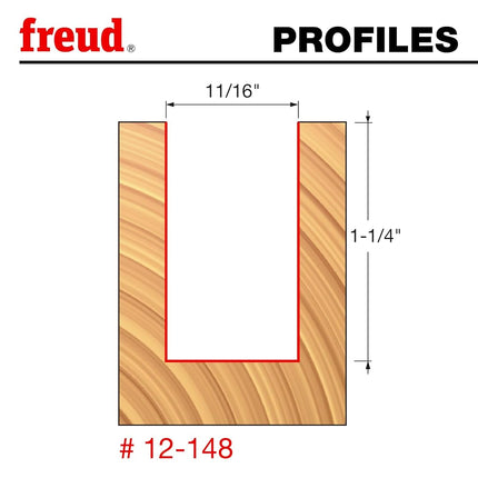 Freud 12-148 11/16-Inch Diameter by 1-1/4-Inch Double Flute Straight Router Bit with 1/2-Inch Shank