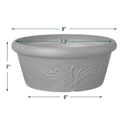 Arcadia Garden Products PSW TA20TP Plastic/Stone/Wood Composite Bulb Pan – No Drainage Hole (Drillable), 8"x3", Taupe