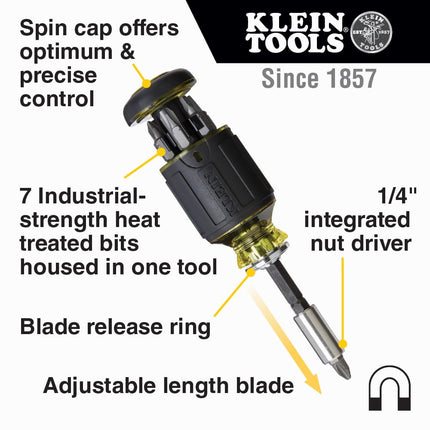 Klein Tools 85515 3-Piece Multi-Bit Impact Screwdriver Set with 8-in-1 Stubby, Mini Ratchet and 4-in-1 Electronics Screwdriver