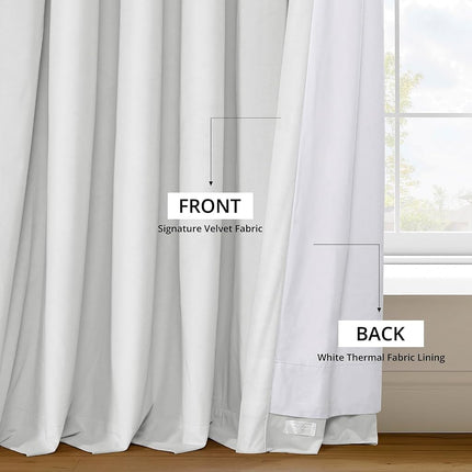 HPD Half Price Drapes Velvet Blackout Curtains/Drapes - 84 Inches Long 1 Panel Blackout Curtain Signature Pleated for Living Room & Bedroom - 25W X 84L, Primary White