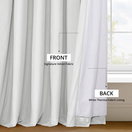 HPD Half Price Drapes Signature Velvet Thermal Blackout Curtains for Living Room 108 Inch Long (1 Panel) Rod Pocket Insulated Blackout Curtains for Bedroom Window Curtains, 100W x 108L, Primary White