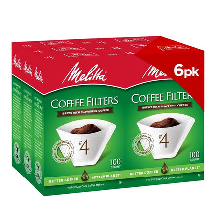 Melitta 4 Cone Coffee Filters, White, 100 Count (P