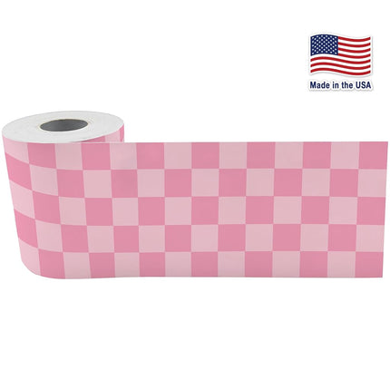 Teacher Created Resources Cool for School Pink Checkered Border - 50 Feet - Decorative Bulletin Boards, Walls, Desks, Windows, Doors, Lockers, Schools, Classrooms, Home School and