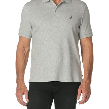 Nautica Men's Classic Fit Short Sleeve Solid Soft Cotton Polo Shirt, Grey Heather, Large Tall