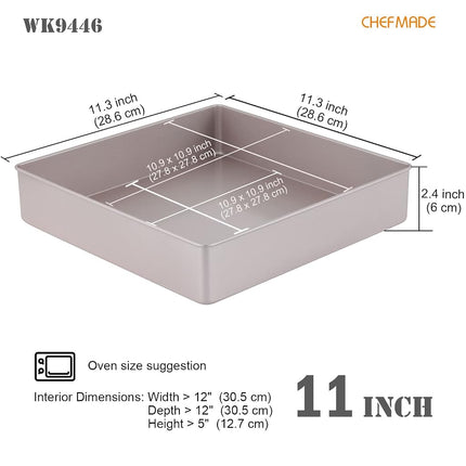 CHEFMADE 11-Inch Square Cake Pan, Non-Stick Deep Dish Bakeware for Oven Baking (Champagne Gold)