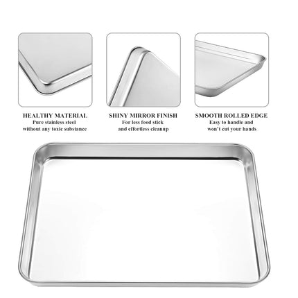 Deedro Stainless Steel Baking Sheet & Cooling Rack Set, 2 Sheets + 2 Racks, 12 x 10 x 1 Inch, Heavy Duty, Non-toxic, Dishwasher Safe