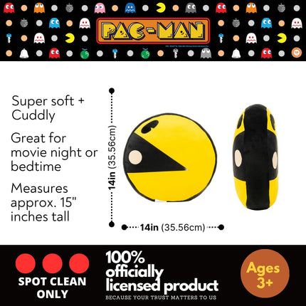 PAC-Man Bedding Super Soft Plush Decorative Throw Pillow, 14 in, (Officially Licensed Product) by Franco Collectibles