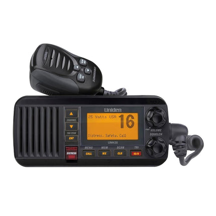 Uniden UM435BK 25-Watt Ipx8 Submersible Fixed Mount VHF Radio, Black