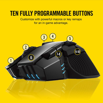 CORSAIR IRONCLAW RGB inalámbrico - Ratón para juegos FPS y MOBA - Sensor óptico de 18 000 PPP - Inalámbrico Slipstream de menos de 1 ms