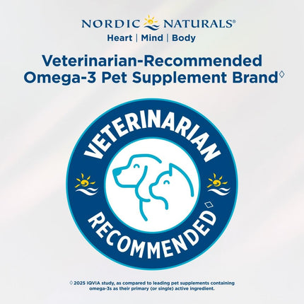 Nordic Naturals Omega 3 Pet - Fish Oil Liquid for Cats and Small Dogs, Omega-3s,EPA and DHA Supports Skin, Coat, Joint and Overall Health in Triglyceride Form for Optimal Absorption, 2 Ounces