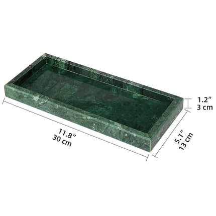 Marble Bathroom Vanity Tray, Green, 12"x 5" x1.2"