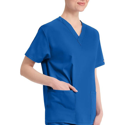 Dickies Men's Signature V-Neck Scrubs Shirt, Caribbean Blue, XXL