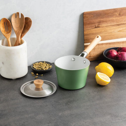 Nordic Ware Cardamom Ceramic Nonstick 1.5 Quart Saucepan with Lid