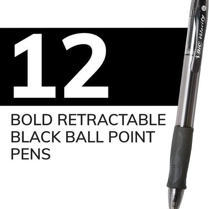 Bolígrafos Bic USA INC VELOCITY BOLD NEGRO 12 piezas (Juego de 6)