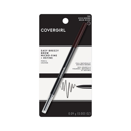COVERGIRL - Easy Breezy Brow Micro-fine + Define Pencil Rich Brown - 0.003 oz. (0.09 g)