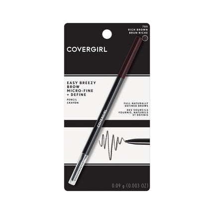 COVERGIRL - Easy Breezy Brow Micro-fine + Define Pencil Rich Brown - 0.003 oz. (0.09 g)