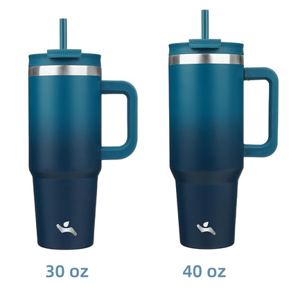 Konokyo 40 oz Tumbler with Handle and 2 Straws,2 in 1 Lid Insulated Water Bottle Stainless Steel Travel Coffee Mug,Indigo Black