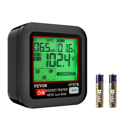 VEVOR Outlet Tester, Electrical GFCI Trip Tester, 