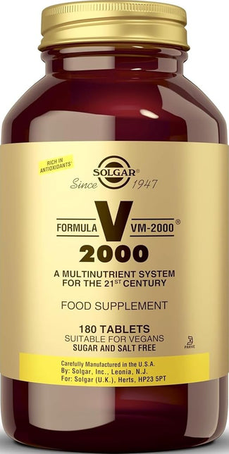 Solgar Formula VM-2000 Tablets - 180 tablets - Multivitamin and Mineral Formula for Daily Vitality - With Vitamins A, C & E - Fights Stress and Fatigue - Vegan