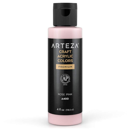 ARTEZA Craft Acrylic Paint, A400 Rose Pink, 4fl ounces Bottles, Water-Based, Blendable, Matte Acrylic Paints for Art & DIY Outdoor Projects