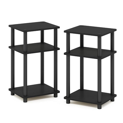 Furinno JUST Set of 2, 3-Tier Tool-Free Bedside Table, Americano