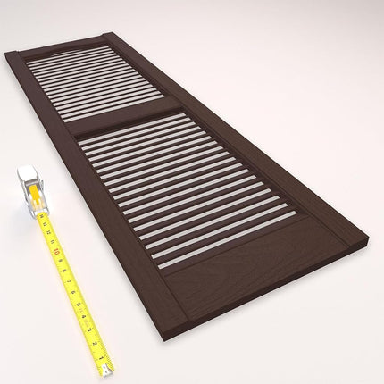 Lifetime Vinyl LL1S12X03600FB Standard Cathedral Top Center Mullion, Open Louver Vinyl Shutters, w/Installation Shutter-Lok's & Matching Screws (Per Pair), 12"W x 36"H, Federal Brown