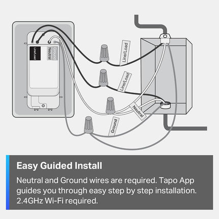 TP-Link Tapo Matter Smart Light Switch: Voice Control w/Siri, Alexa & Google Assistant | UL Certified | Timer & Schedule | Easy Guided Install | Neutral Wire Required | Single Pole | Tapo S505