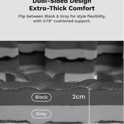 AIRHOP Upgraded 2cm Extra Thick 4.6 m² High-Density Eva Foam Exercise Gym Mats, 12 Pcs Large Interlocking Puzzle Floor Tiles (60x60cm) for Home Gym, Black&Gray