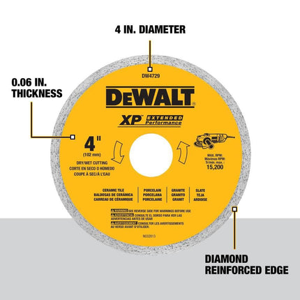 DEWALT Disco de baldosas de cerámica de 4 pulg. x 0.06 pulg., amarillo