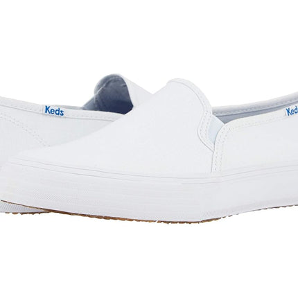 Keds Women's Double Decker Slip on Sneaker, White Canvas, 7 UK