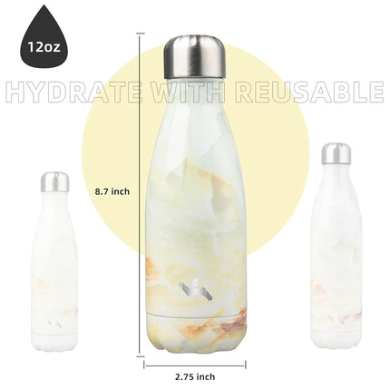 Konokyo 12 oz Insulated Stainless Steel Water Bottle, Marble Jade