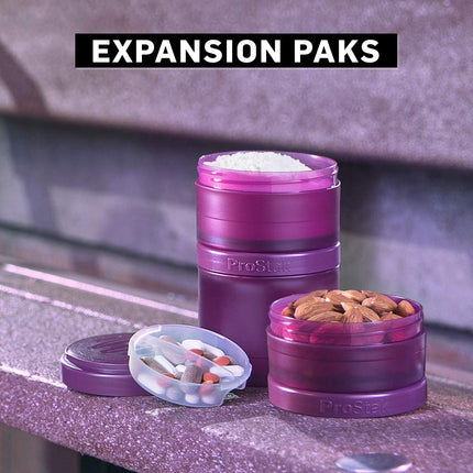 BlenderBottle ProStak Expansion 2 Pak (2x 250ml)| Twist n' Lock Storage Jars with Pill Tray | black