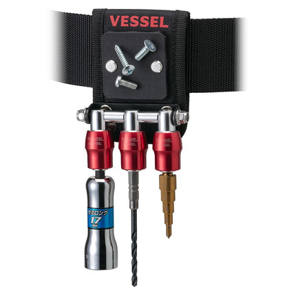 Vessel QB-10MB3R Quick Catcher 3 Row Holder with Magnet, Red