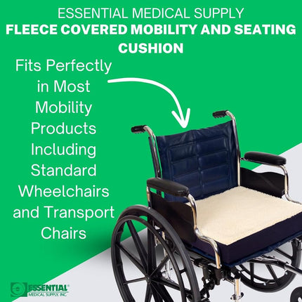 Essential Medical Supply Fleece Covered Wheelchair Cushion, 18 Inches X 16 Inches X 3 Inches