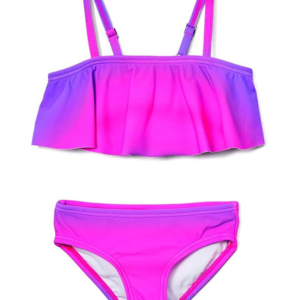 Traje de baño de 2 piezas Kanu Surf Karlie Flounce Bikini Beach Sport para niñas, Janie Pink, 2T