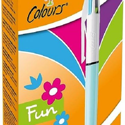 BIC 4 Colours Fun Pastel Barrel Ballpoint Pens, Mu