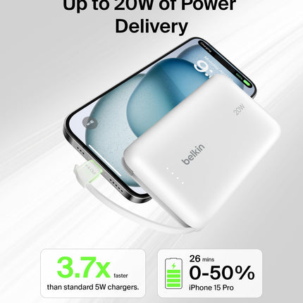Belkin 10000mAh 20W USB C Power Bank, Portable Charger for iPhone & iPad